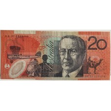 AUSTRALIA 1997 . TWENTY 20 DOLLARS BANKNOTE . EVANS/MacFARLANE . FIRST PREFIX AA